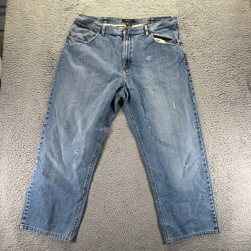 Vintage Sean John Jeans Mens 42x31 Blue Cotton Denim Straight Faded Travel Baggy